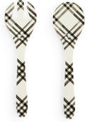 DEMDACO Black and White Plaid - 11 Inch Melamine Spoon Fork Salad Server Set