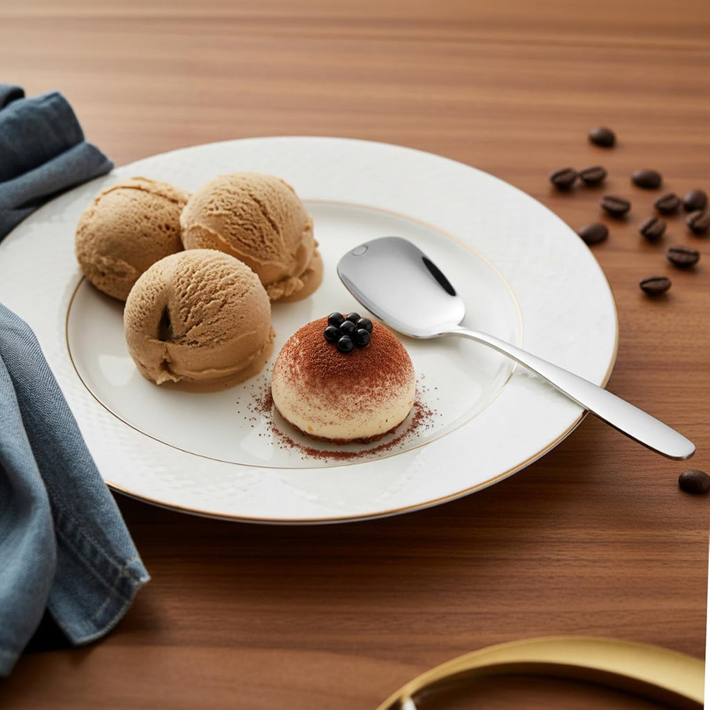 4 Pcs Ice Cream Spoon  Square Head Dessert Spoons Stainless Steel Soup Spoon Mini Shovel Spoons for Tea Dessert Sugar 6.0-inch Silve