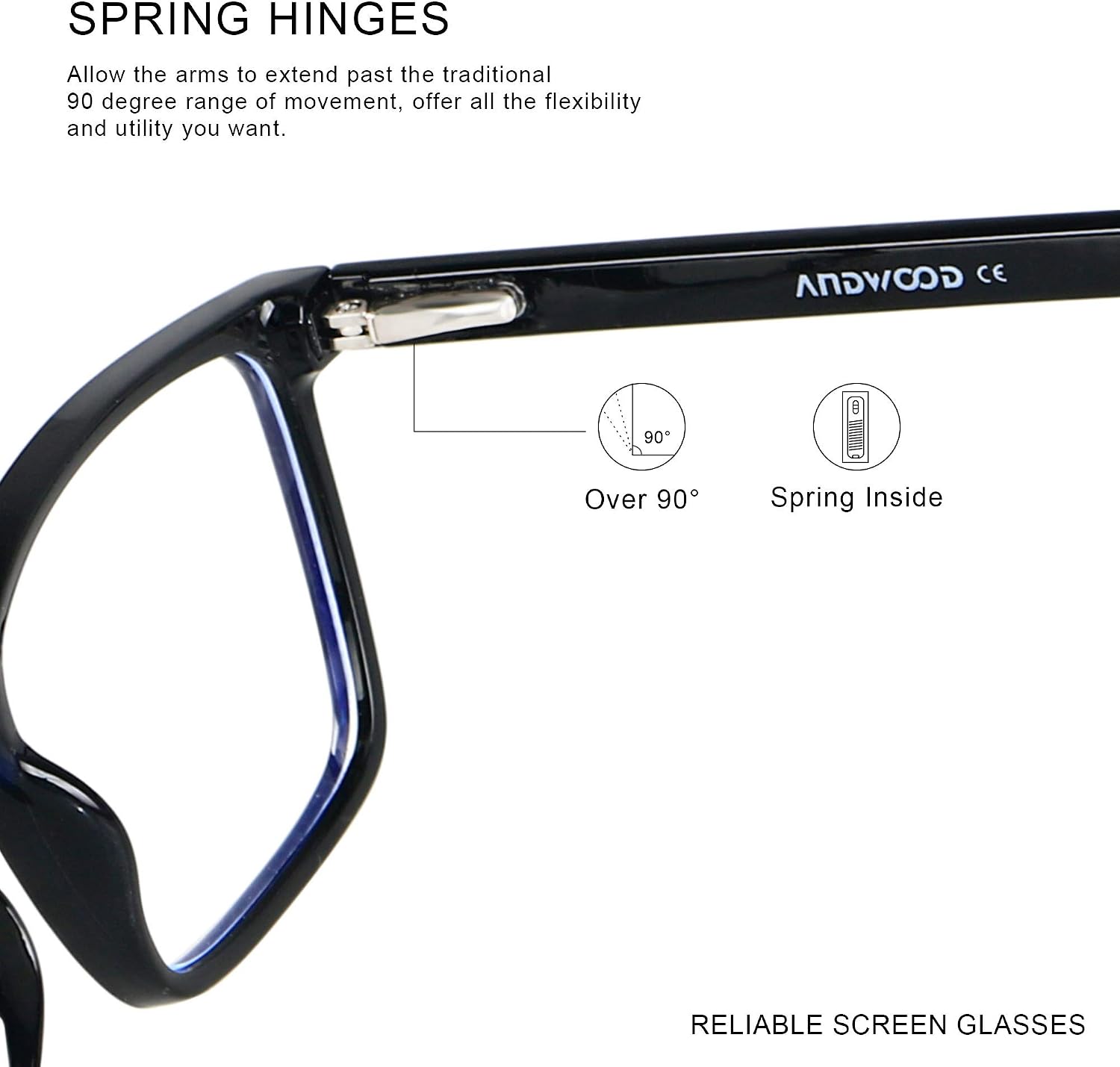 ANDWOOD Blue Light Blocking Glasses Men Women Computer Filter Large Frame Bluelight Blocker Anti Blue Ray Lightweight AR002