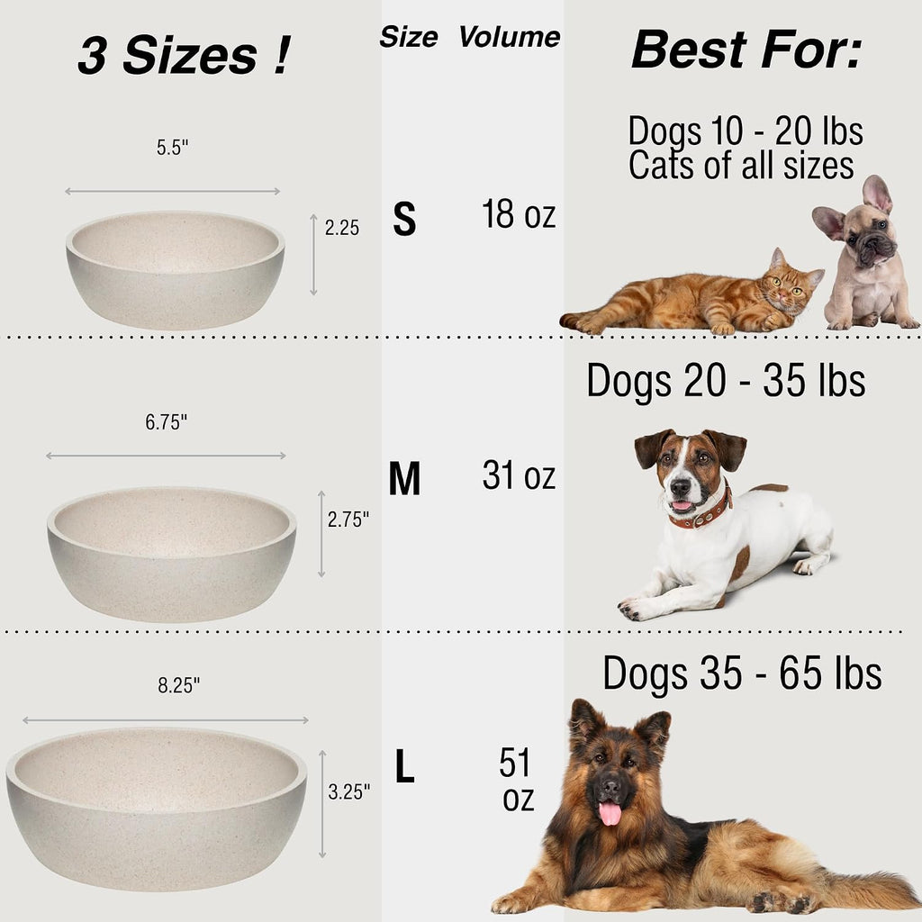 Loving Pets - Dolce Bamboo - Eco-Friendly Pet Bowls & Dishes for Dog  Cats  Puppy Food and Water Bowl -Sustainable and Dishwasher Safe  Made with Real Bamboo (Medium  Oat-Beige)