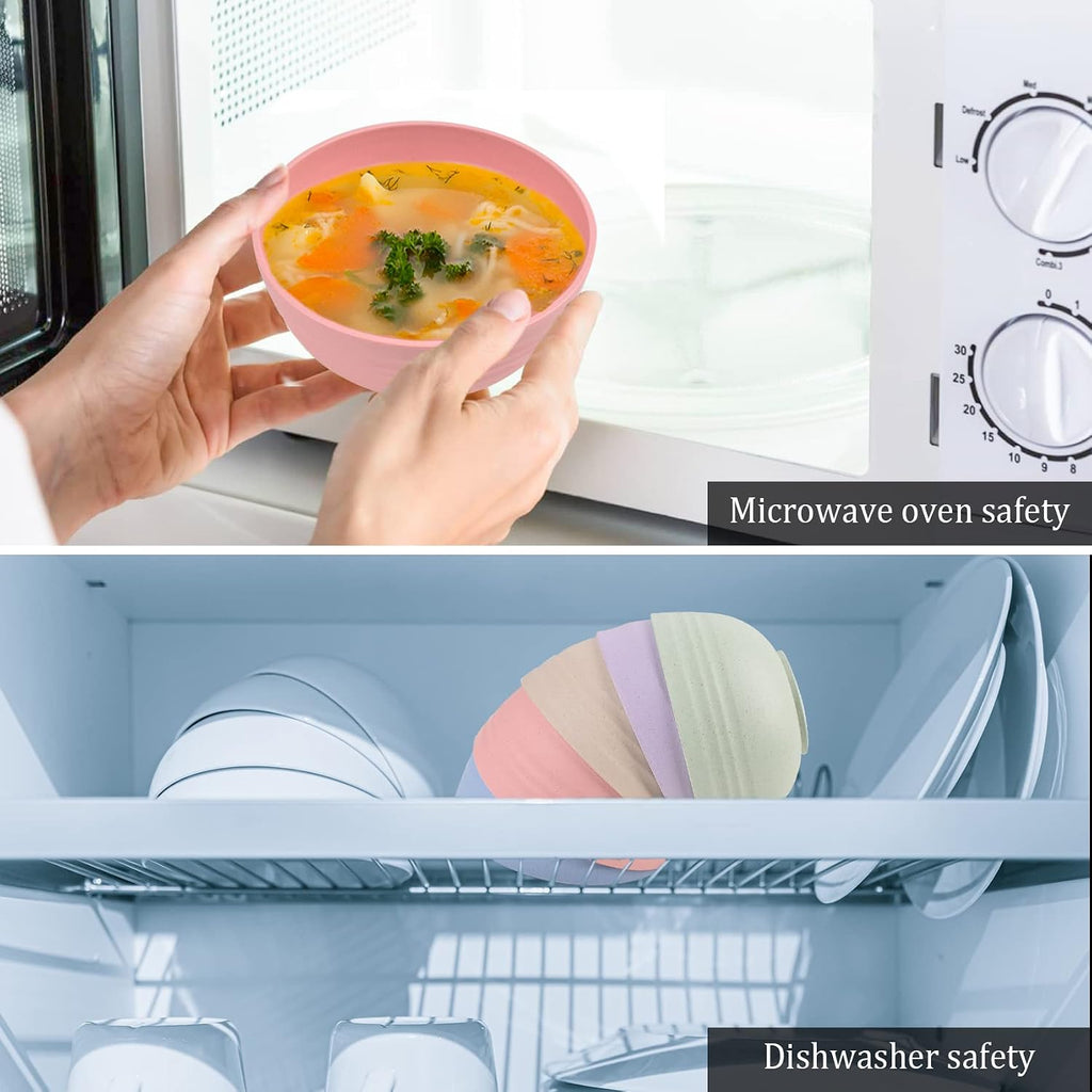 Cuayaes 5Pcs Unbreakable Cereal Bowls  18 OZ Reusable Lightweight Wheat Straw Bowl  Dishwasher & Microwave Safe - Perfect for Rice  Noodle  Snack  Salad  Soup (5 Colors)