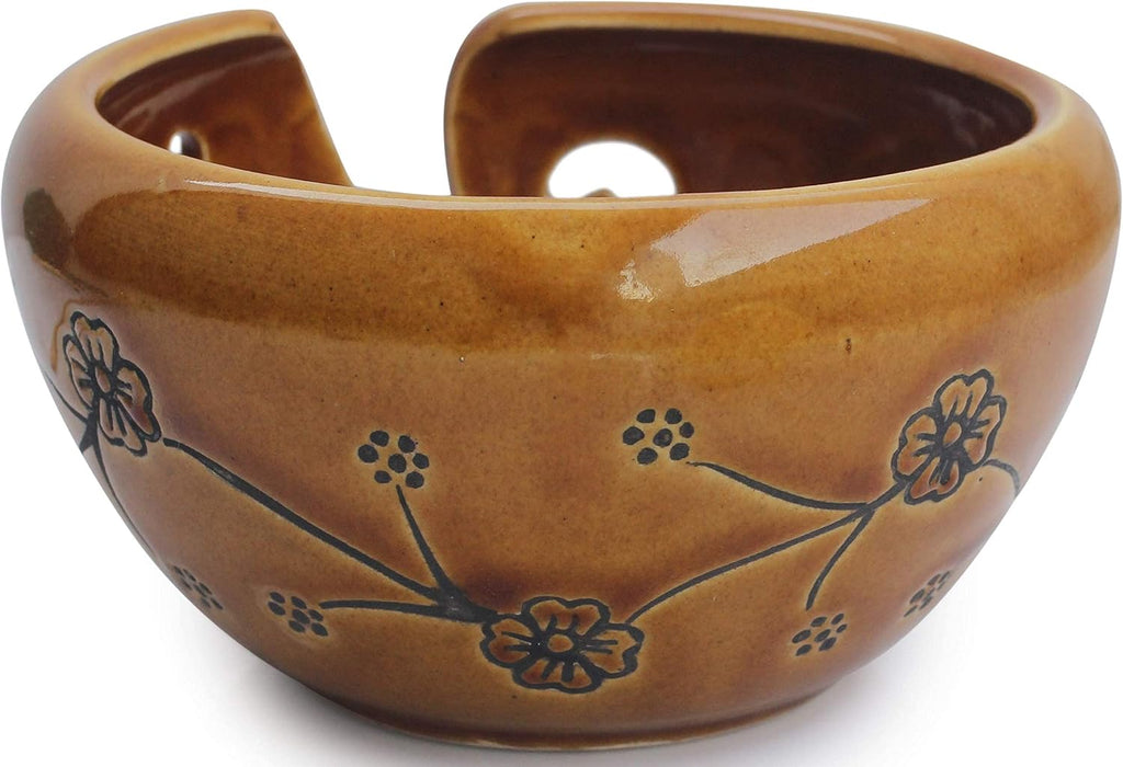 Deals - Ceramic Yarn Bowls 6x4 Inch Handmade Yarn Holder Decorative Knitting Bowl for Knitters Great Gift for Crochet Lovers by ABHANDICRAFTS (Brown)