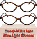 2 Pack Oval Blue Light Glasses for Women  Lightweight TR90 Small Frame with Spring Hinge for All-Day Comfort  Anti UV Glare & Eyestrain