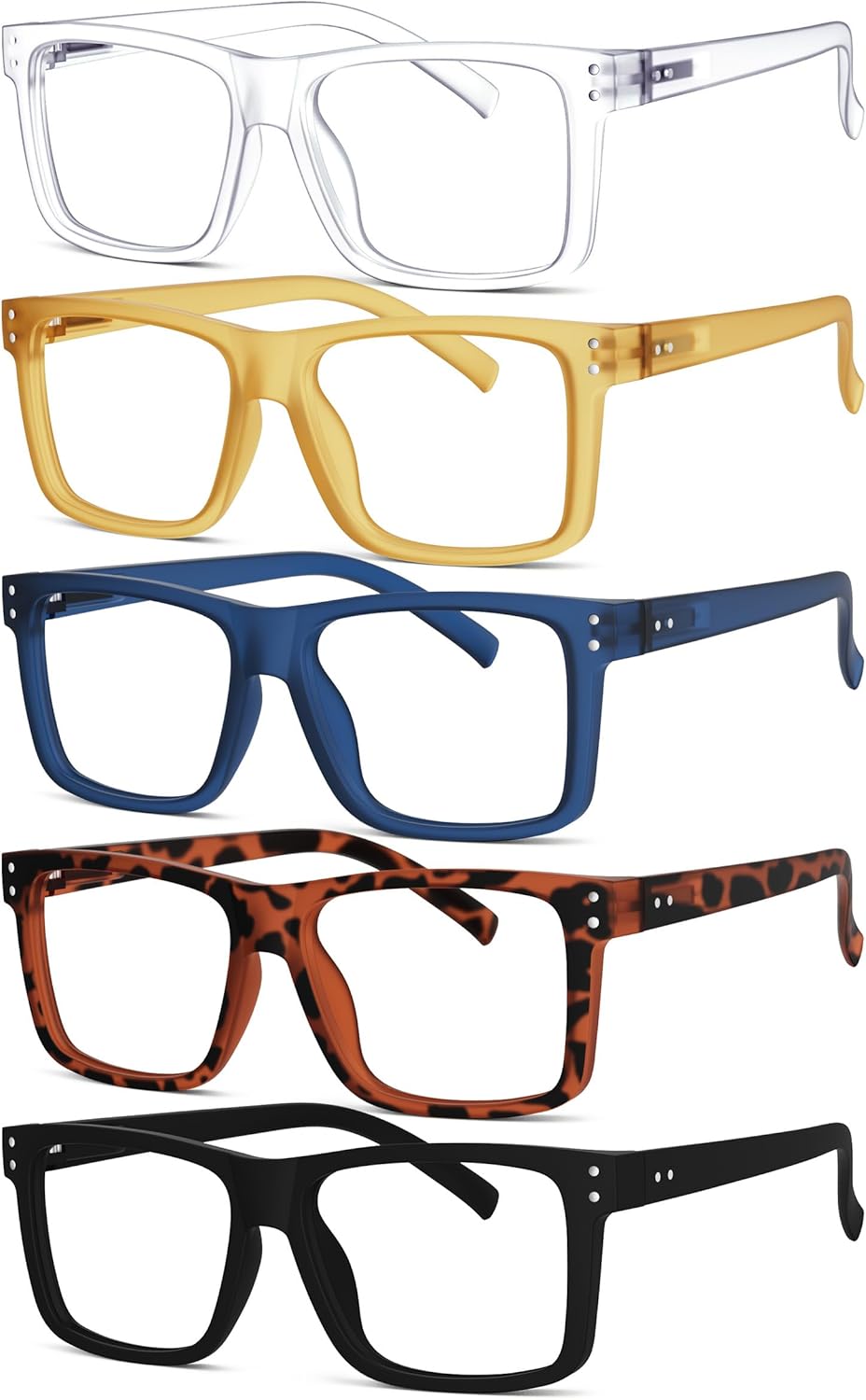 Eyekepper 5-pack Oversized Reading Glasses Square Large Frame Readers for Men and Women +1.50