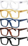 Eyekepper 5-pack Oversized Reading Glasses Square Large Frame Readers for Men and Women +1.50