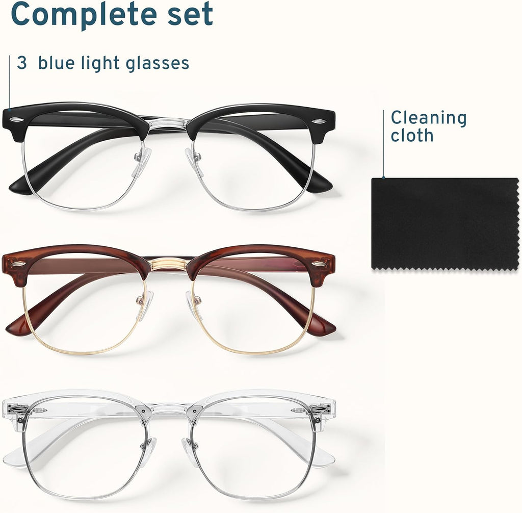 racico Blue Light Glasses for Men & Women - Mixed Material + Metal Frames with UV Protection Coating