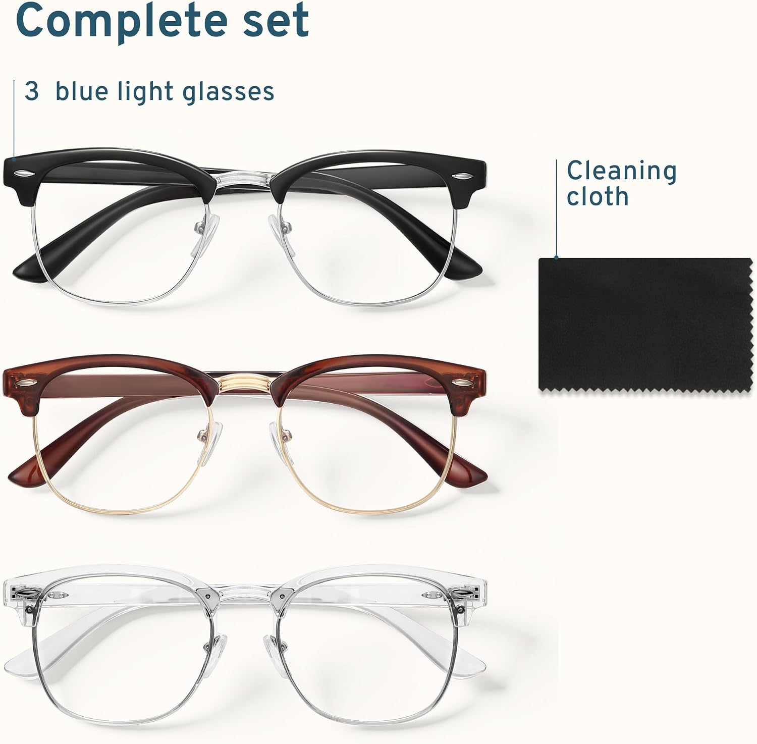 racico Blue Light Glasses for Men & Women - Mixed Material + Metal Frames with UV Protection Coating