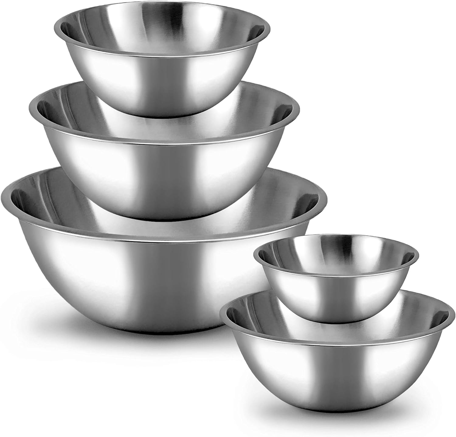 WHYSKO Meal Prep Stainless Steel Mixing Bowl (5-Piece Set) Home  Refrigerator  and Kitchen Food Storage Organizers | Ecofriendly  Heavy Duty  No Lids