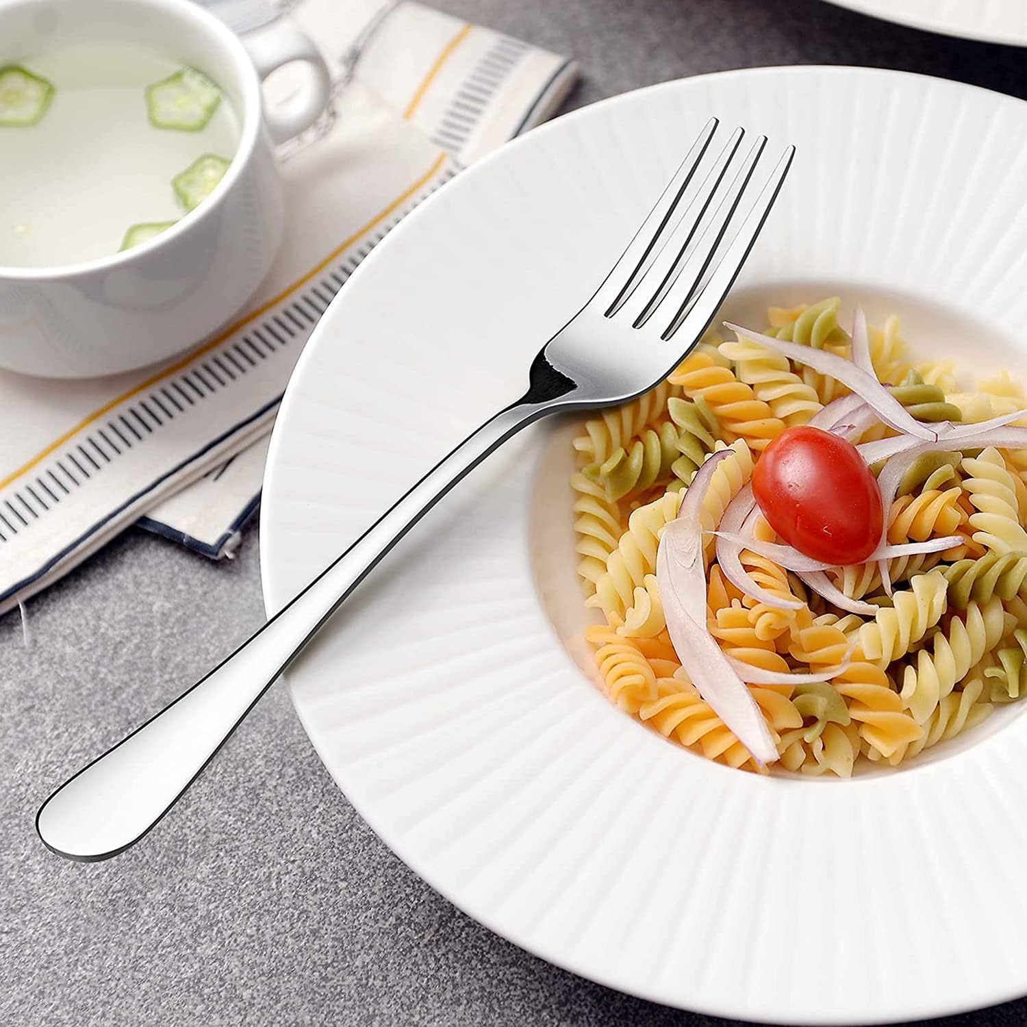 LIANYU Salad Forks Set of 12  Stainless Steel Silverware Flatware Appetizer Dessert Forks  Mirror Finish  Dishwasher Safe