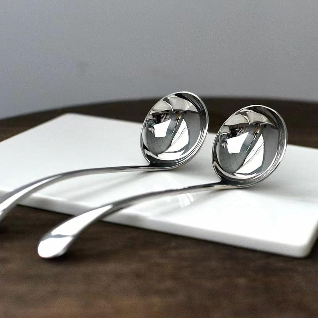 Small Ladle  Sauce - Gravy Ladle  7.9 Inch  18/10 Stainless Steel Small Gravy Soup Spoon for Spooning Gravies or Sauces  Set of 2(Silver）