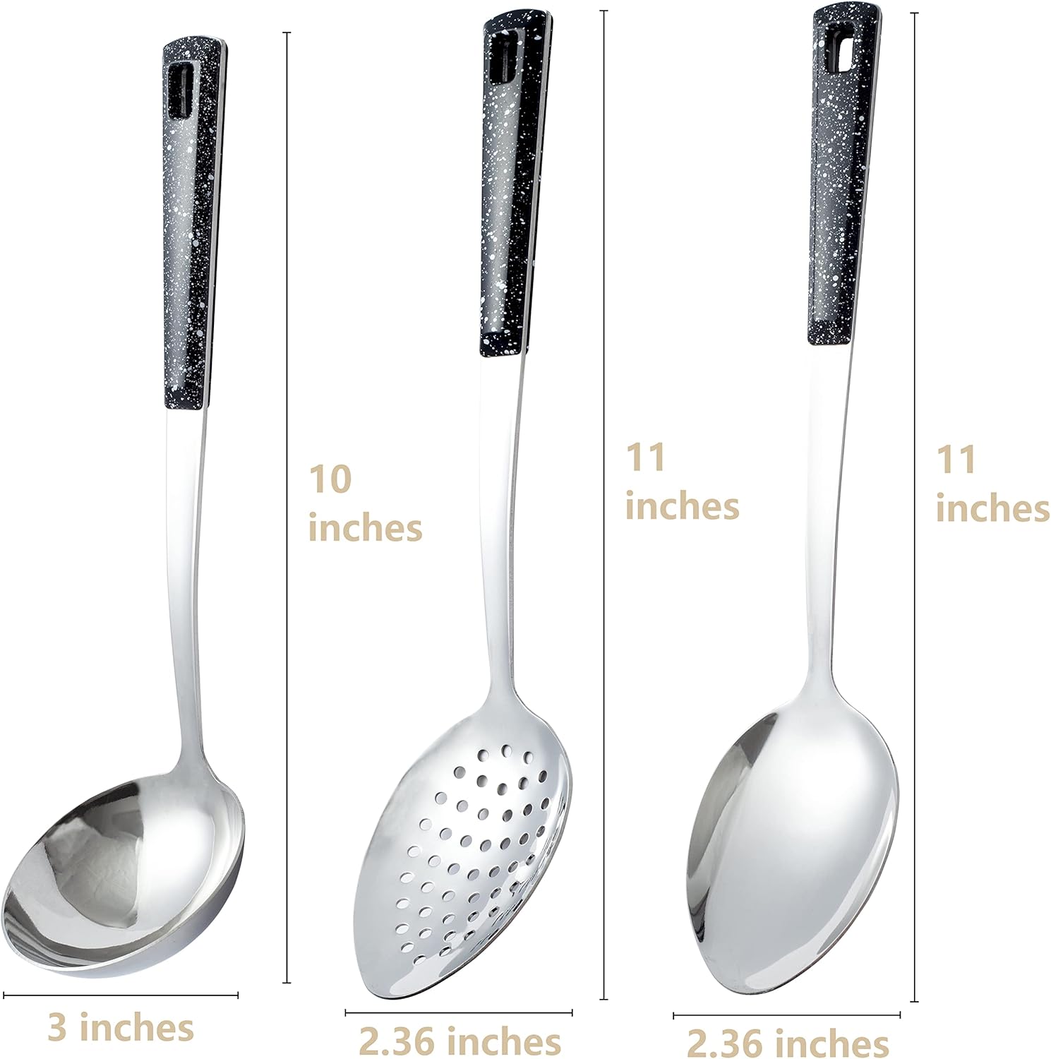 3-Piece Stainless Steel Serving Spoons Set with Slotted Spoon  Serving Spoon and Perforated Spoons  soup ladle kitchen cooking utensils set