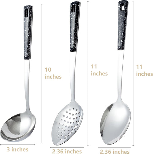 3-Piece Stainless Steel Serving Spoons Set with Slotted Spoon  Serving Spoon and Perforated Spoons  soup ladle kitchen cooking utensils set