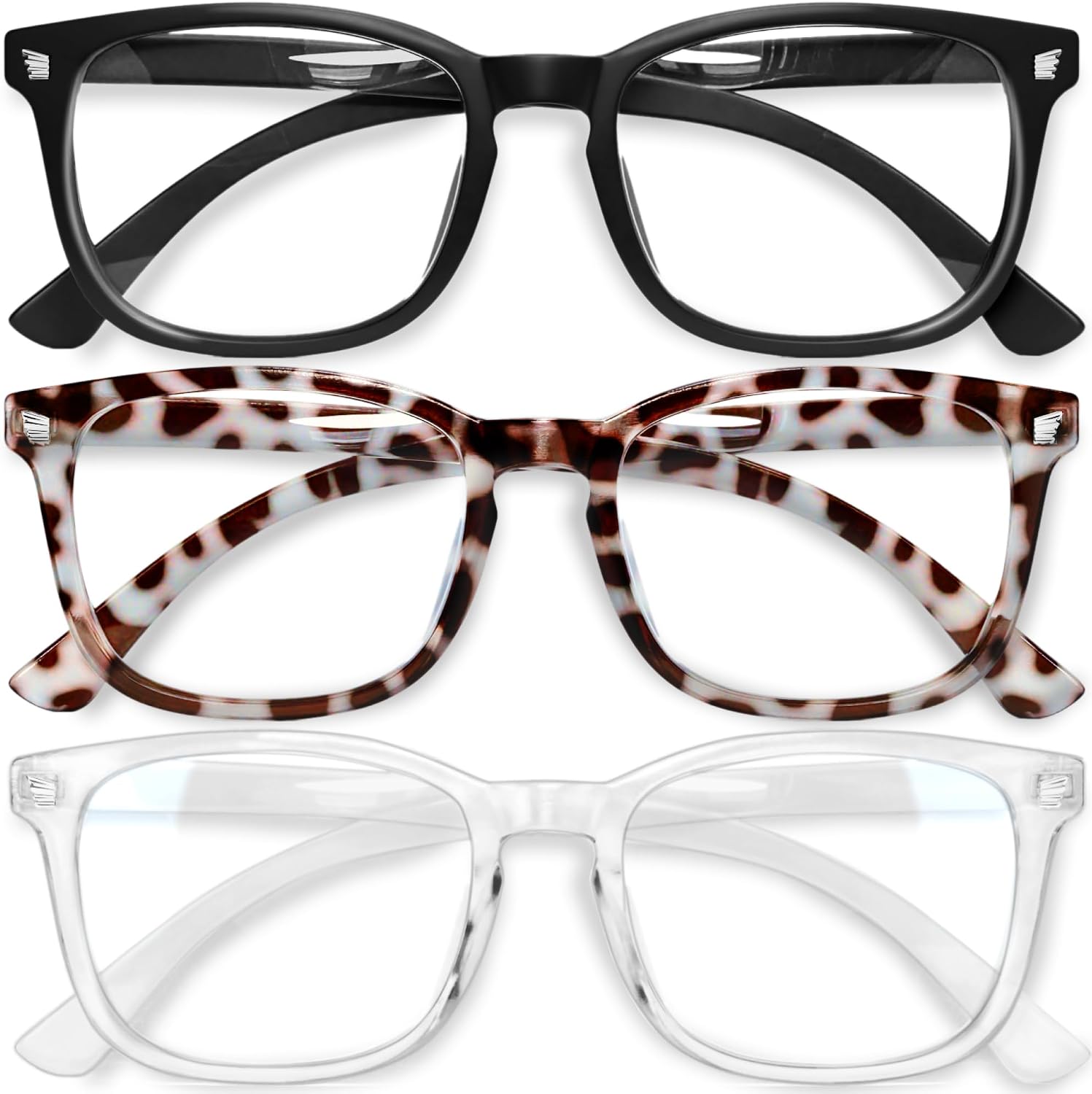 Gaoye Stylish Blue Light Glasses for Woman - Computer Glasses for Blue Light Blocking - Lightweight Frames - 3 pack