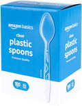 Amazon Basics Disposable Clear Plastic Spoons  Premium Quality  100 Count  Large Pack