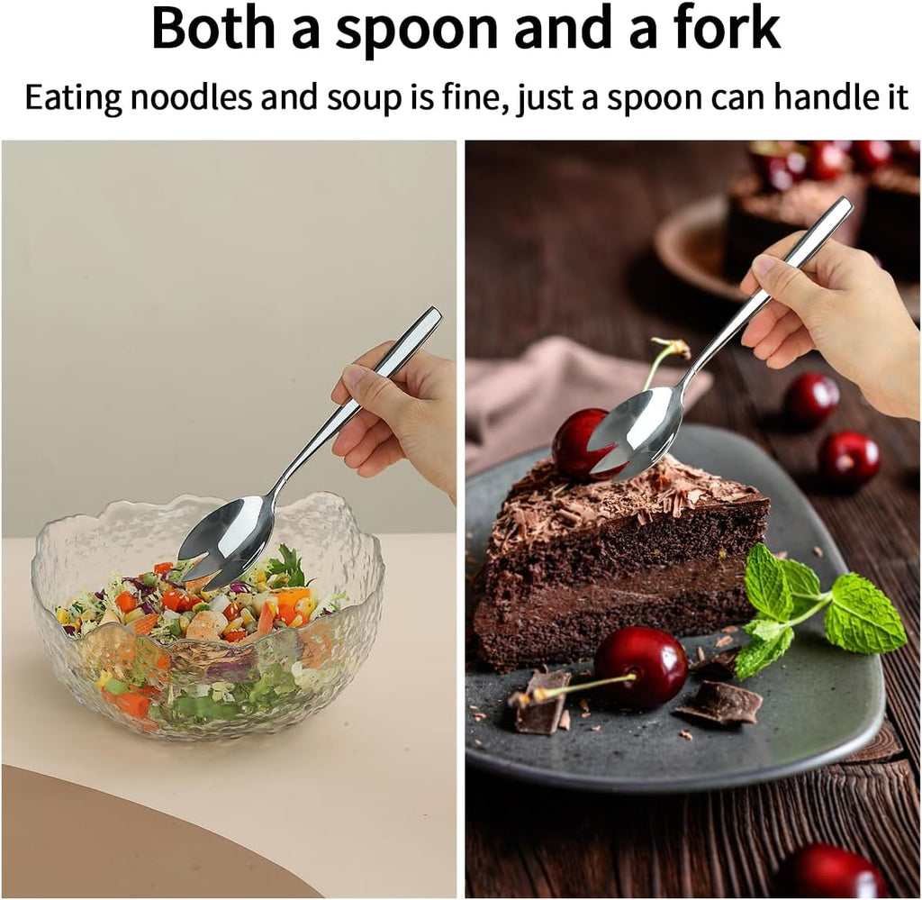 Evanda 4-Piece Salad Server Set  Stainless Steel Serving Set  Spoon  Servers  Fork  Dishwasher Safe