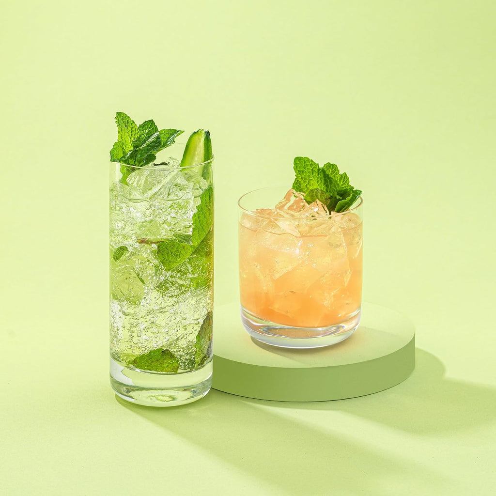 JoyJolt Faye 13oz Highball Glasses  6pc Tall Glass Sets. Lead-Free Crystal Drinking Glasses. Water Glasses  Mojito Glass Cups  Tom Collins Bar Glassware  and Mixed Drink Cocktail Glass Set