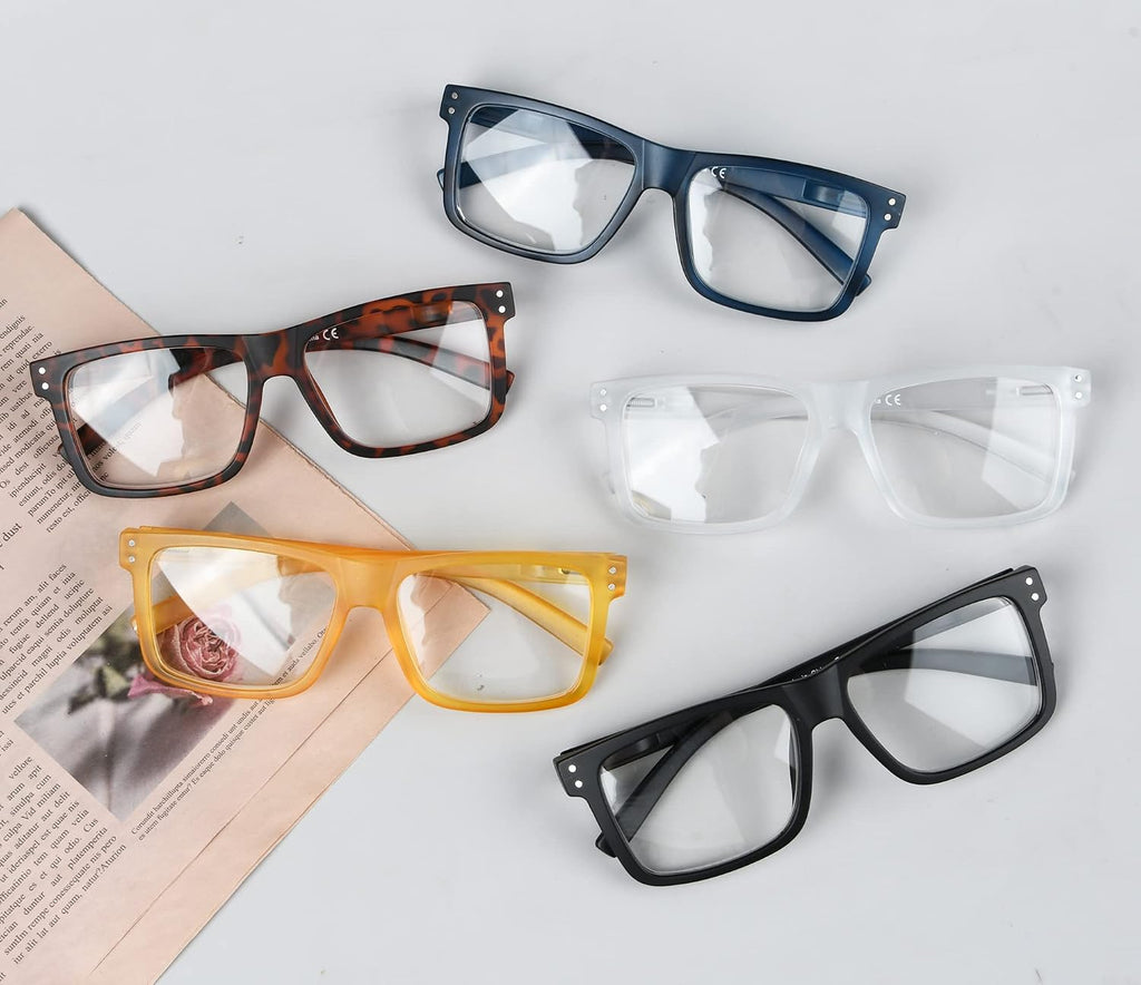 Eyekepper 5-pack Oversized Reading Glasses Square Large Frame Readers for Men and Women +1.50