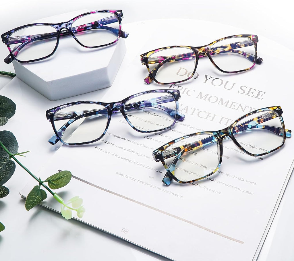 CLASAGA Progressive Multifocus Reading Glasses for Women  Pattern Print Blue Light Block Stylish Ladies Computer Readers