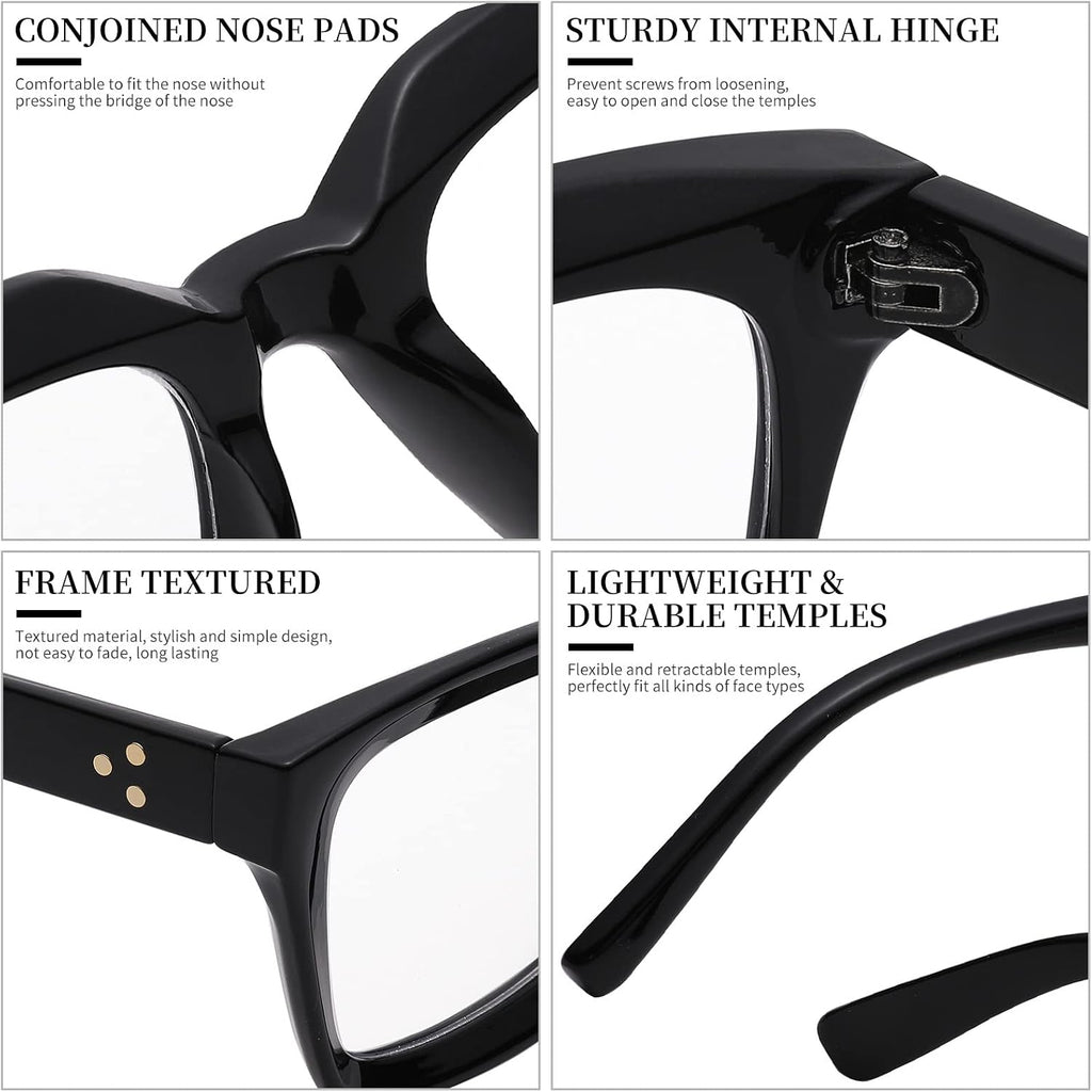 COASION Classic Non-prescription Clear Lens Eyeglasses for Women Thick Square Frame Eyewear