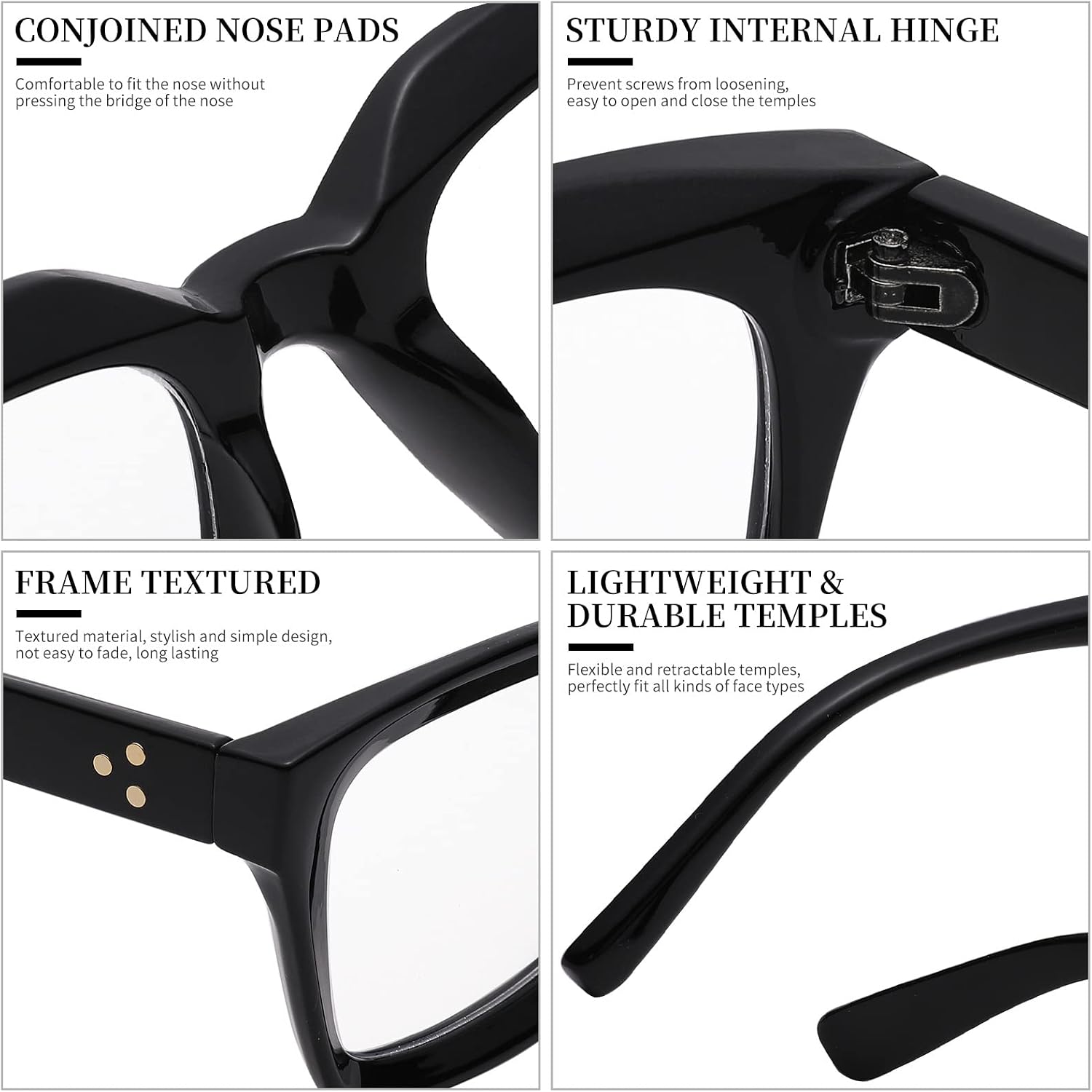 COASION Classic Non-prescription Clear Lens Eyeglasses for Women Thick Square Frame Eyewear