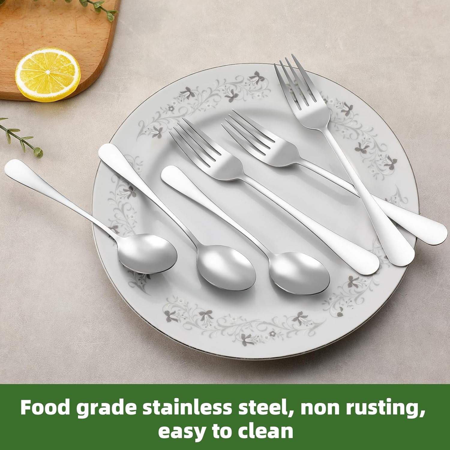24 Pcs Forks and Spoons Silverware Set  Food Grade Stainless Steel Flatware Cutlery Set for Home  Kitchen and Restaurant  12 Dinner Fork(8") and 12 Teaspoon(6.7")  Mirror Polished  Dishwasher Safe