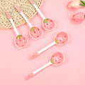 5 Pcs Ceramic Soup Spoons Cute Strawberry Spoons Long Handle Porcelain Tablespoons Reusable Dinnerware for Ice-cream Desserts Cereal Soup Yogurt (5)