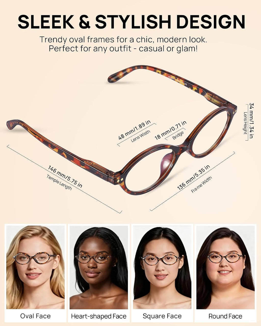 2 Pack Oval Blue Light Glasses for Women  Lightweight TR90 Small Frame with Spring Hinge for All-Day Comfort  Anti UV Glare & Eyestrain