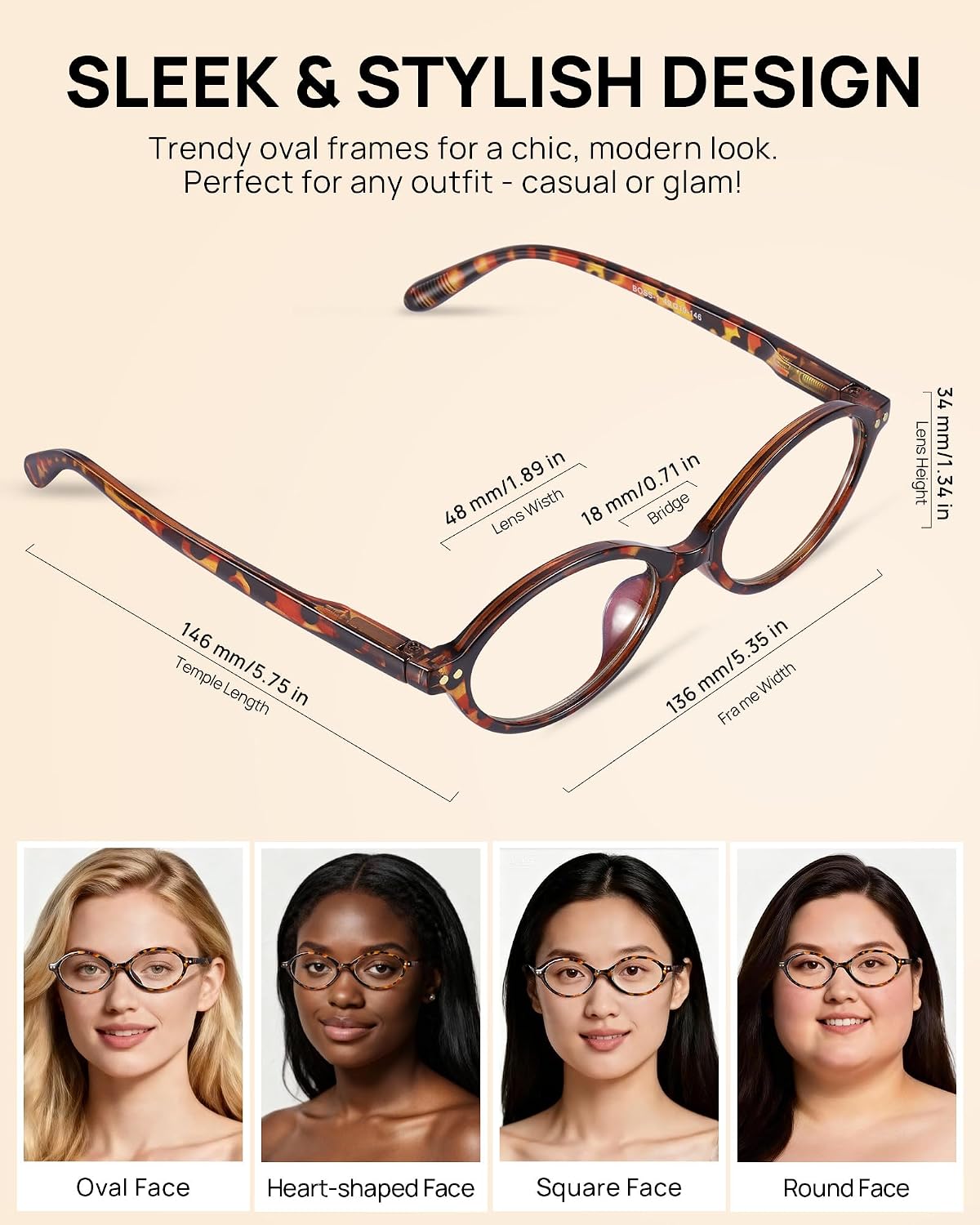2 Pack Oval Blue Light Glasses for Women  Lightweight TR90 Small Frame with Spring Hinge for All-Day Comfort  Anti UV Glare & Eyestrain