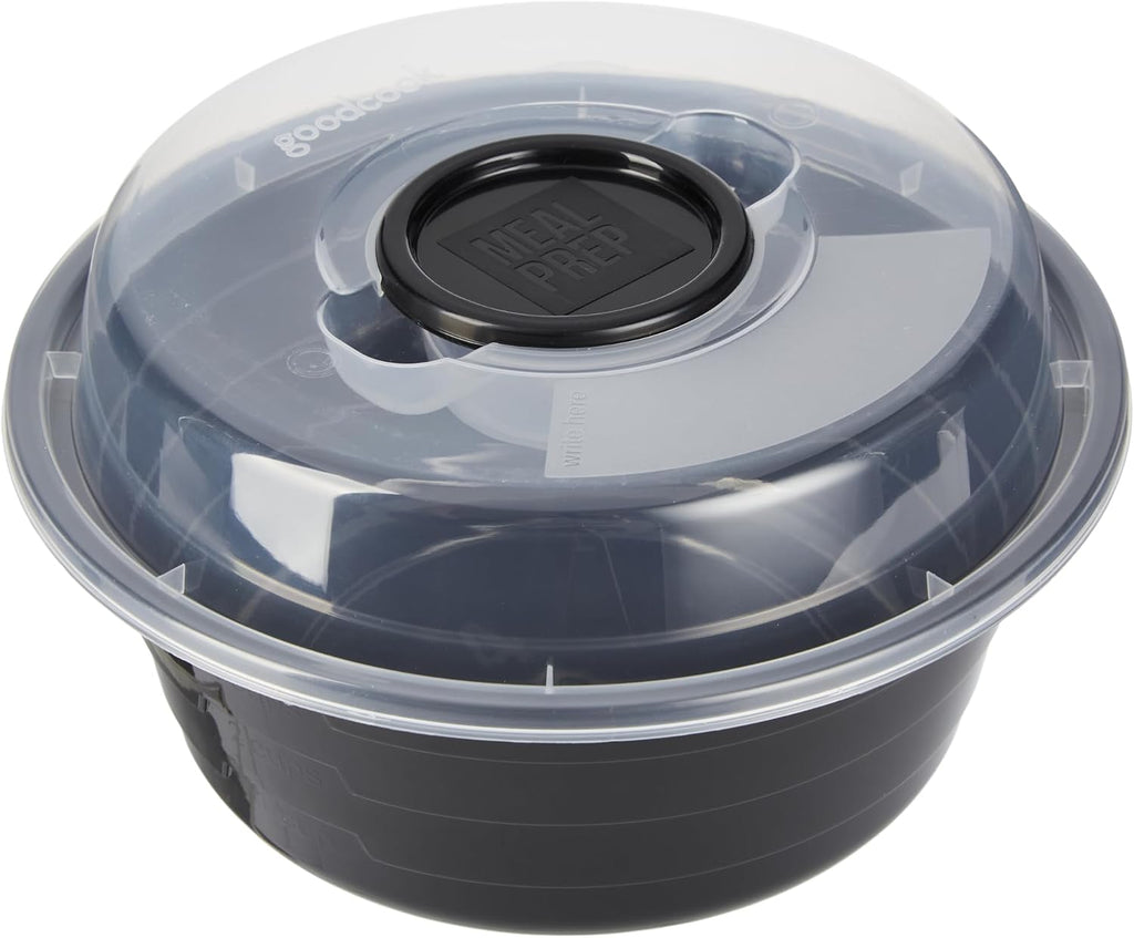 GoodCook 4-Cup Meal Prep Bowls Set with Lids and Dressing Cup  Microwavable Food Storage Containers for Meal Prepping  Set of 10  Black