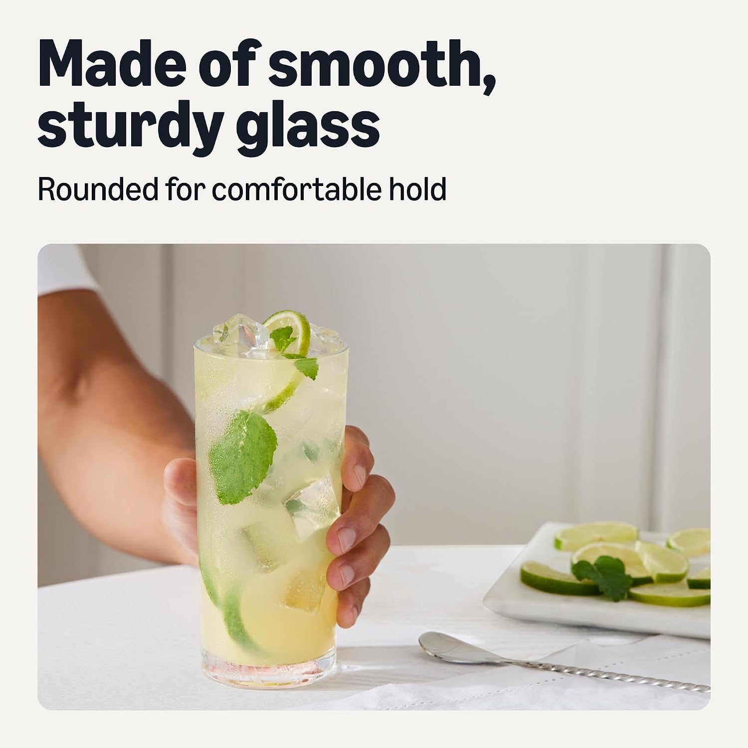 Amazon Basics Drinking Glasses  4-Piece Set  15 oz.  Dishwasher-Safe