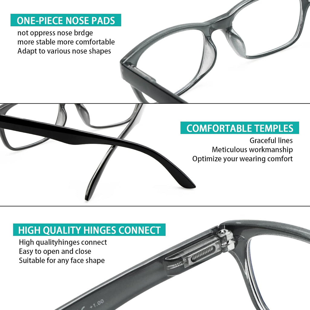 SIGVAN Reading Glasses 5 Packs Blue Light Blocking Eyeglasses Quality Spring Hinge Colorful Computer Readers for Women Men