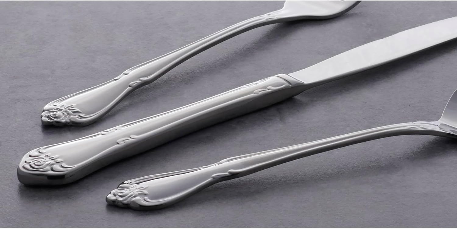 Oneida B552004C True Rose Everyday Flatware Dinner Spoons  Set Of 4  6.75" L x 1.6" W