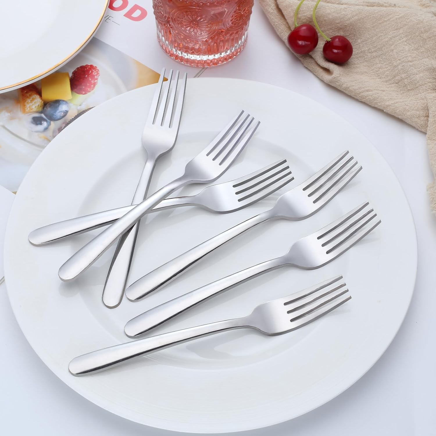 Pleafind 36-Pcs Salad Forks Set (7.1 inch)  Stainless Steel Flatware Forks Silverware  Mirror Polished Dessert Forks Bulk Set  Small Metal Forks for Home  Kitchen  Restaurant  Dishwasher Safe