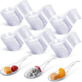 SHENLIU 400 Plastic Appetizer Spoons  Disposable Tasting Spoons for Desserts  Pudding  Soups  Sushi  Dipping Sauces  Plastic Mini Tasting Desserts Ice Cream Sample Spoon Bulk  Clear Appetizer Plates