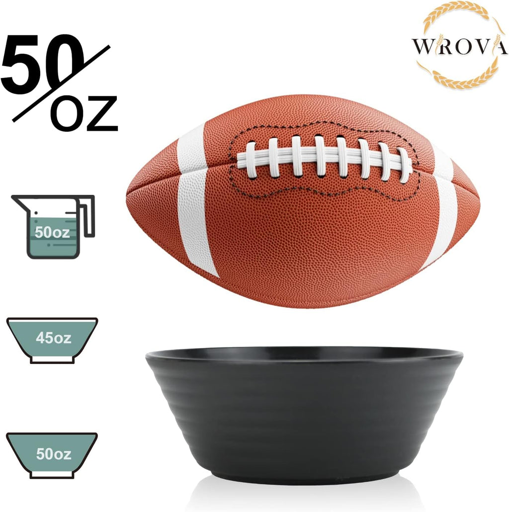 Wrova Wheat Straw Bowl Sets 6 PCS Unbreakable Big Cereal Bowl 50 OZ Microwave and Dishwasher Safe Bowls Alternative Plasic Bowl Reusable for Serving Soup Oatmeal and Salad (Black)