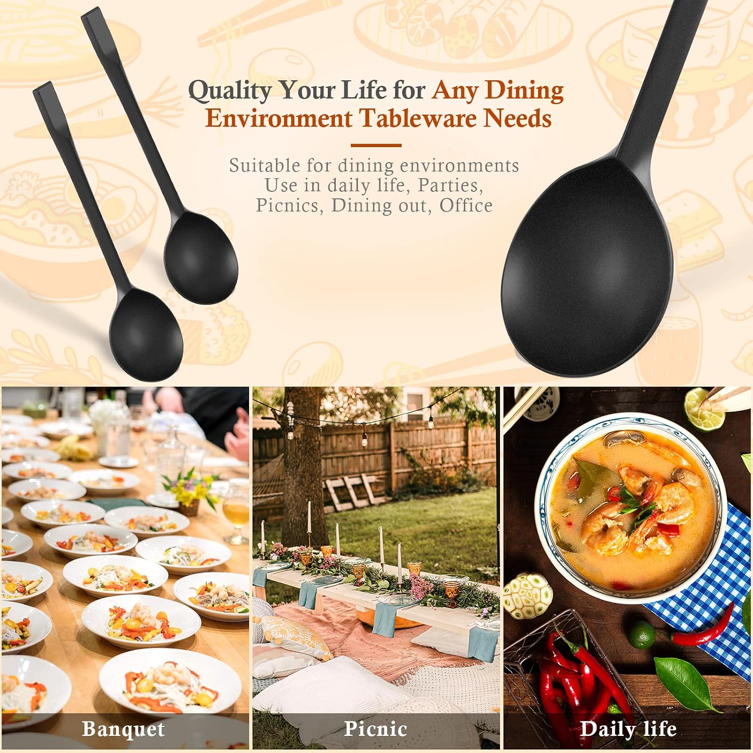 200 Pcs Plastic Soup Spoons Heavyweight Disposable Spoon Party Small Plastic Soup Spoons for Daily Use Wedding Birthday Home Party Picnics Restaurant Kitchen Summer Dessert Station Supplies(Black)