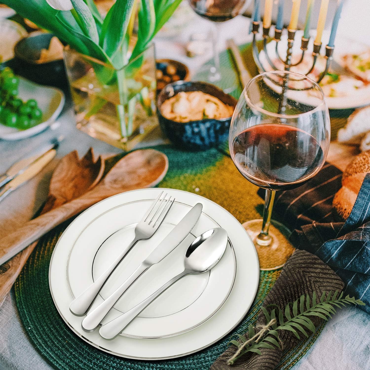 Hiware Dinner Forks Set  Food-Grade 18/8 Stainless Steel Forks Silverware  Mirror Polished  Dishwasher Safe - Set of 12  8 Inches