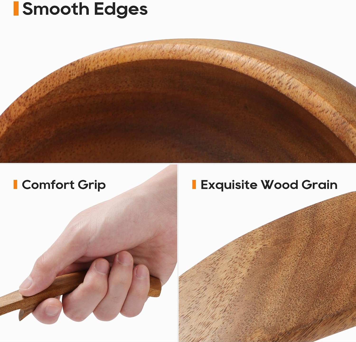 Wooden Ladle for Soup  3 Size Teak Wood Ladle Spoon with Back Hooks  Heat Resistant Wooden Spoons for Cooking  Non-Stick  Comfortable Grip  Wood Kitchen Utensils Set for Serving  Stirring
