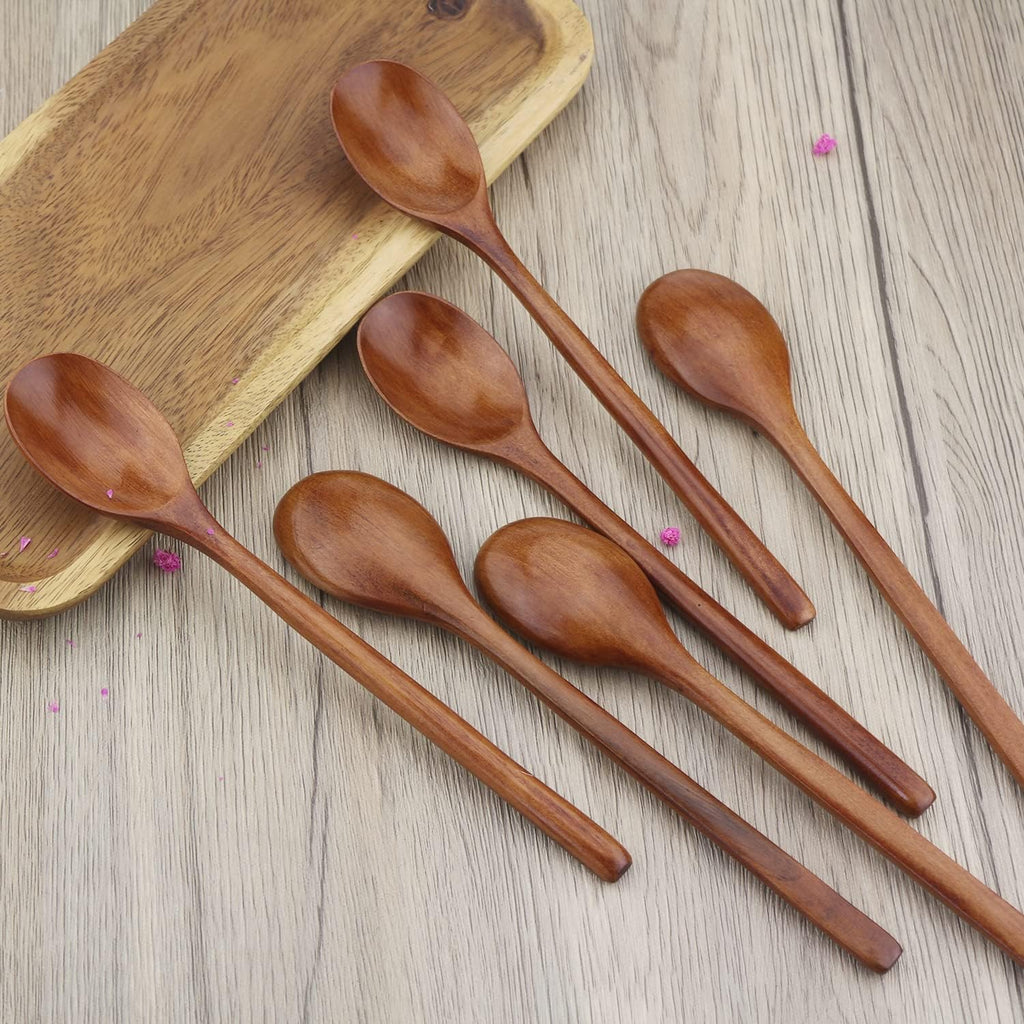 Wooden Spoons  6 Pieces 9 Inch Wood Soup Spoons for Eating Mixing Stirring  Wood Spoon with Japanese Style Kitchen Utensil
