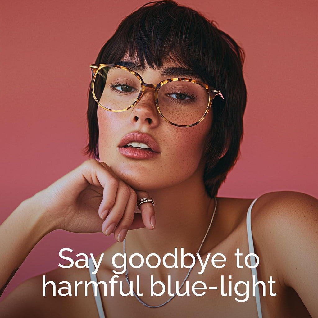 Gaoye Blue Light Blocking Glasses - Trending Round TR90 Frames  Metal Arms  UV400 Protection - Matching Soft Case