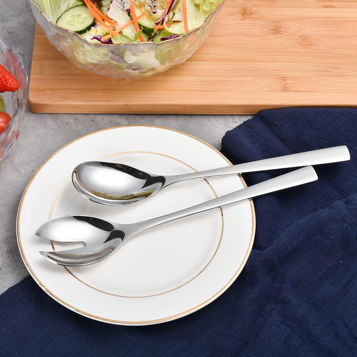 IMEEA Salad Servers 18/8 Stainless Steel Salad Serving Set Salad Fork and Spoon  10-Inch