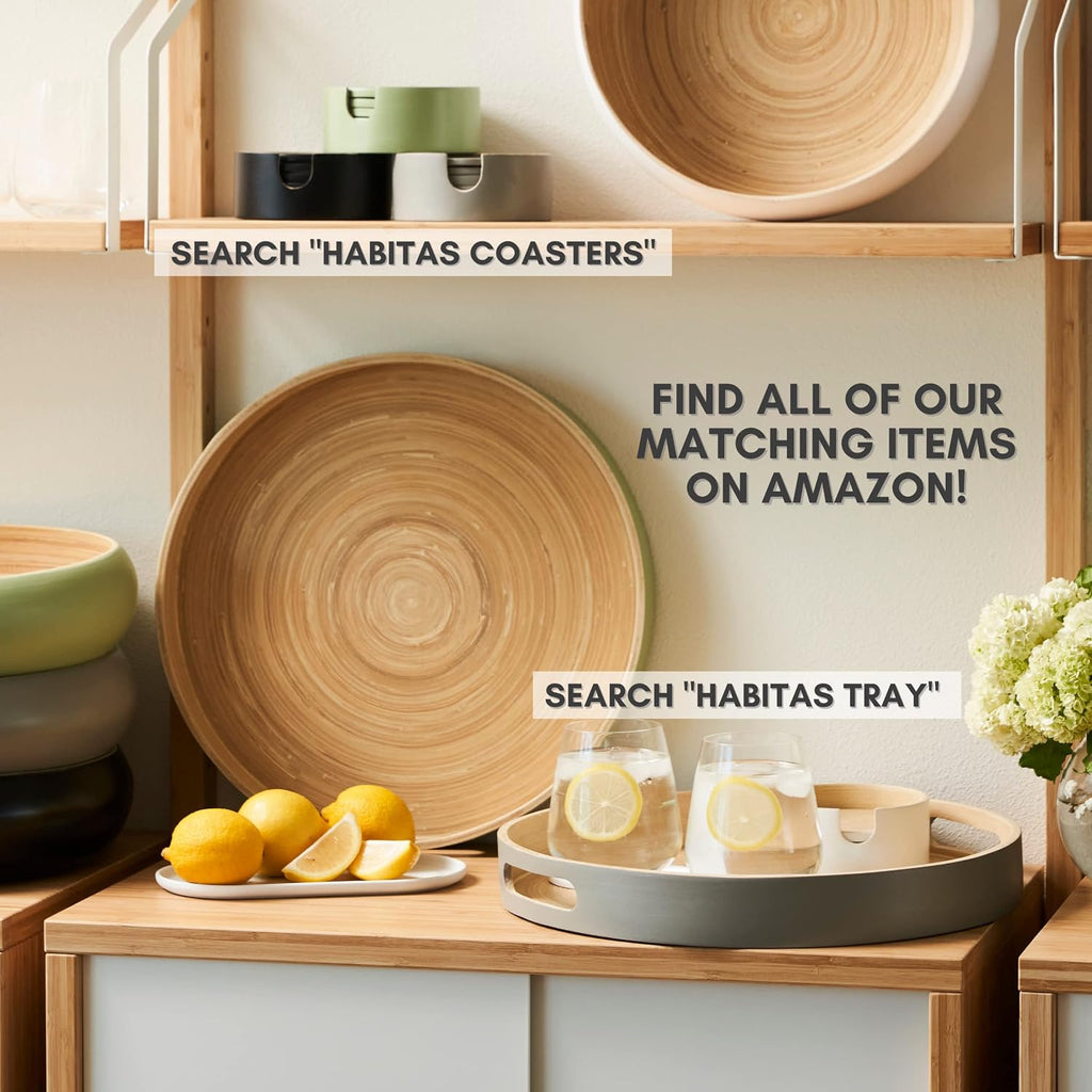 Fruit Bowl For Kitchen Counter  Decorative Bowl  Large Serving Bowl Or Fruit Basket For Kitchen Spun Bamboo (Black)