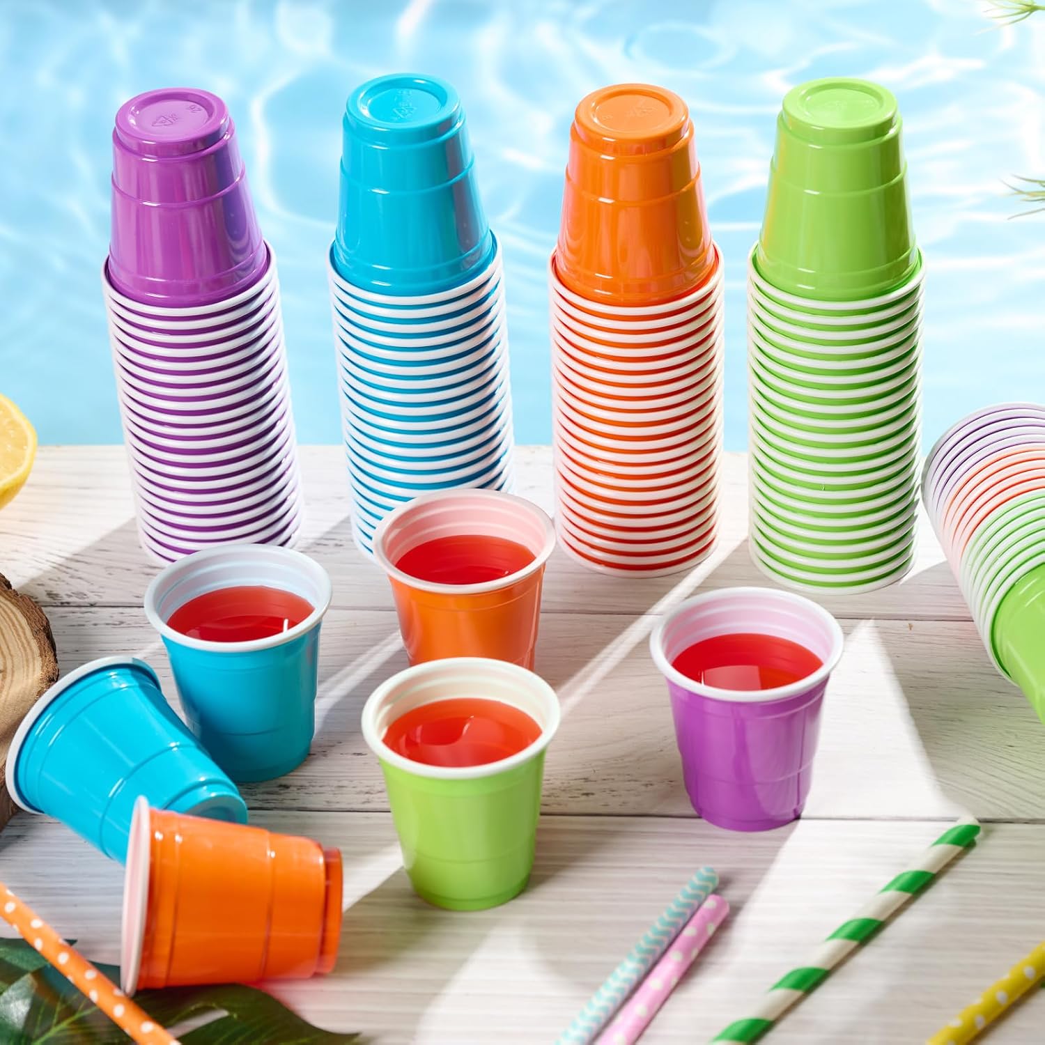 Lilymicky 600 Count 2 oz Plastic Shot Glasses  Mini Disposable Shot Cups  2 oz Assorted Color Shot Cups for Parties  Shooting Games