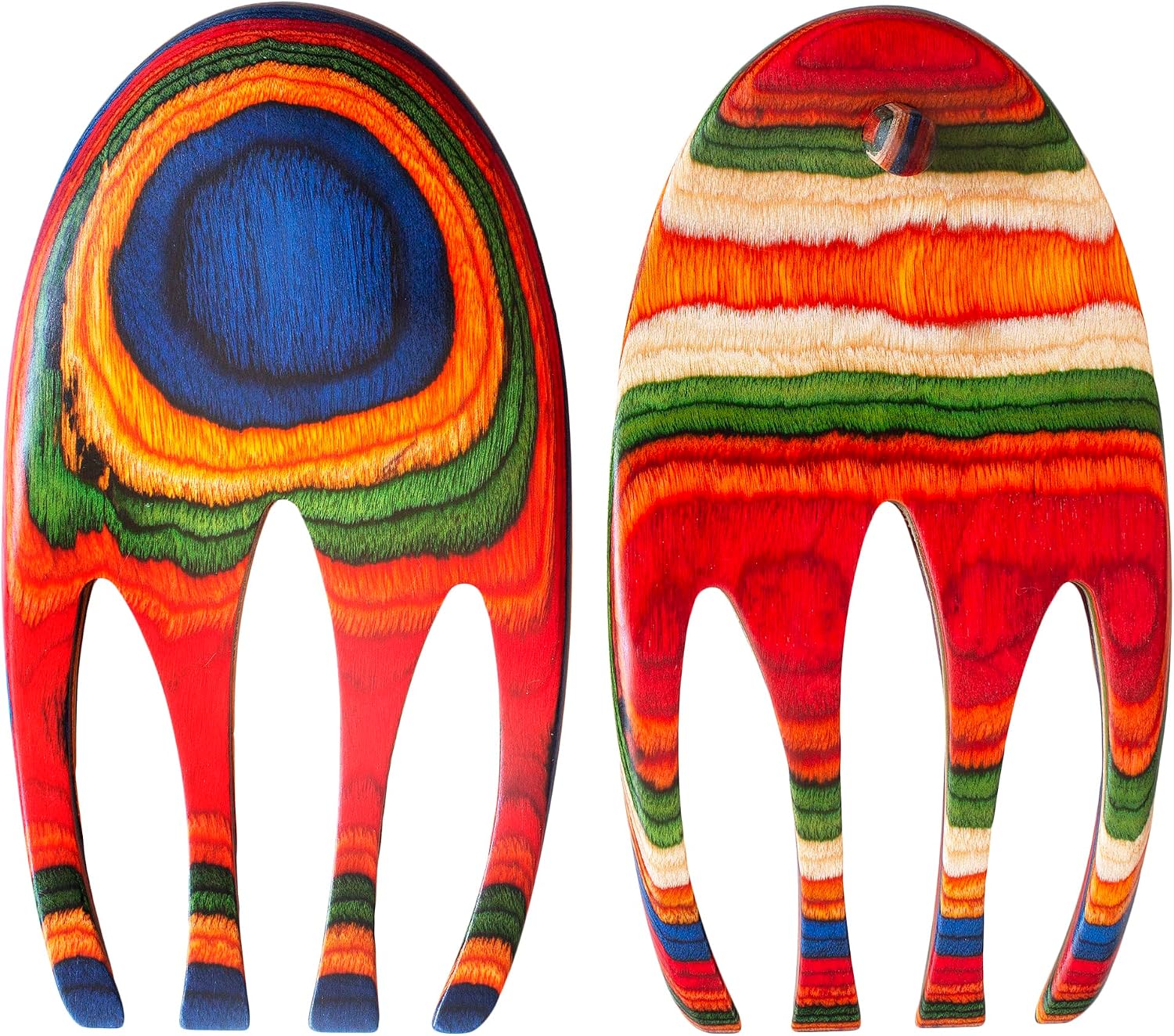 Totally Bamboo Baltique Marrakesh Collection Salad Hands Serving Utensil Set  Colorful Wooden Salad Servers