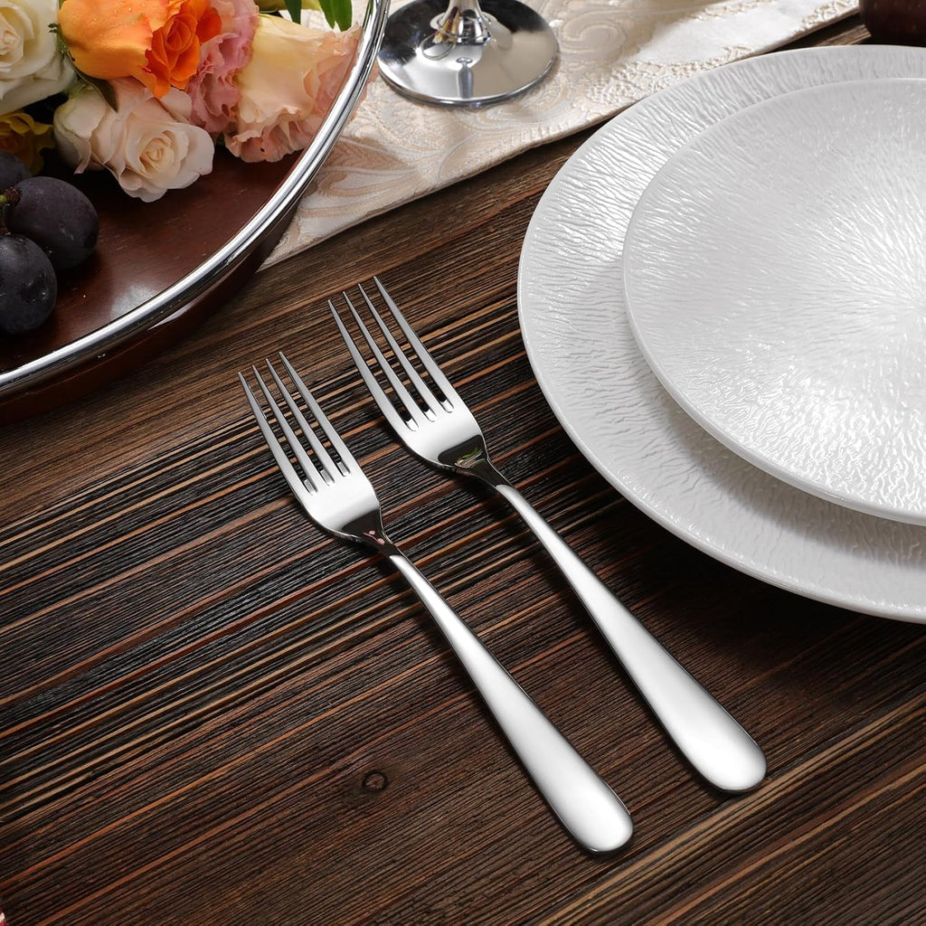 KEAWELL Premium Louise Forks  Set of 4  18/10 Stainless Steel  Forks Silverware with Round Edge  Exceptional Mirror Finish  Dishwasher Safe (7.3" Salad Fork)