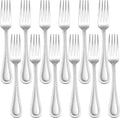 E-far Salad Forks Set of 12  6.9 Inch Pearled Edge Dessert Forks Stainless Steel Suitable for Party  Home  Kitchen and Restaurant  Non-toxic & Mirror Polished  Dishwasher Safe