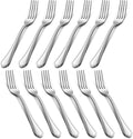 LIANYU Salad Forks Set of 12  6.7 Inches Stainless Steel Appetizer Dessert Forks Silverware  Scalloped Edge  Dishwasher Safe