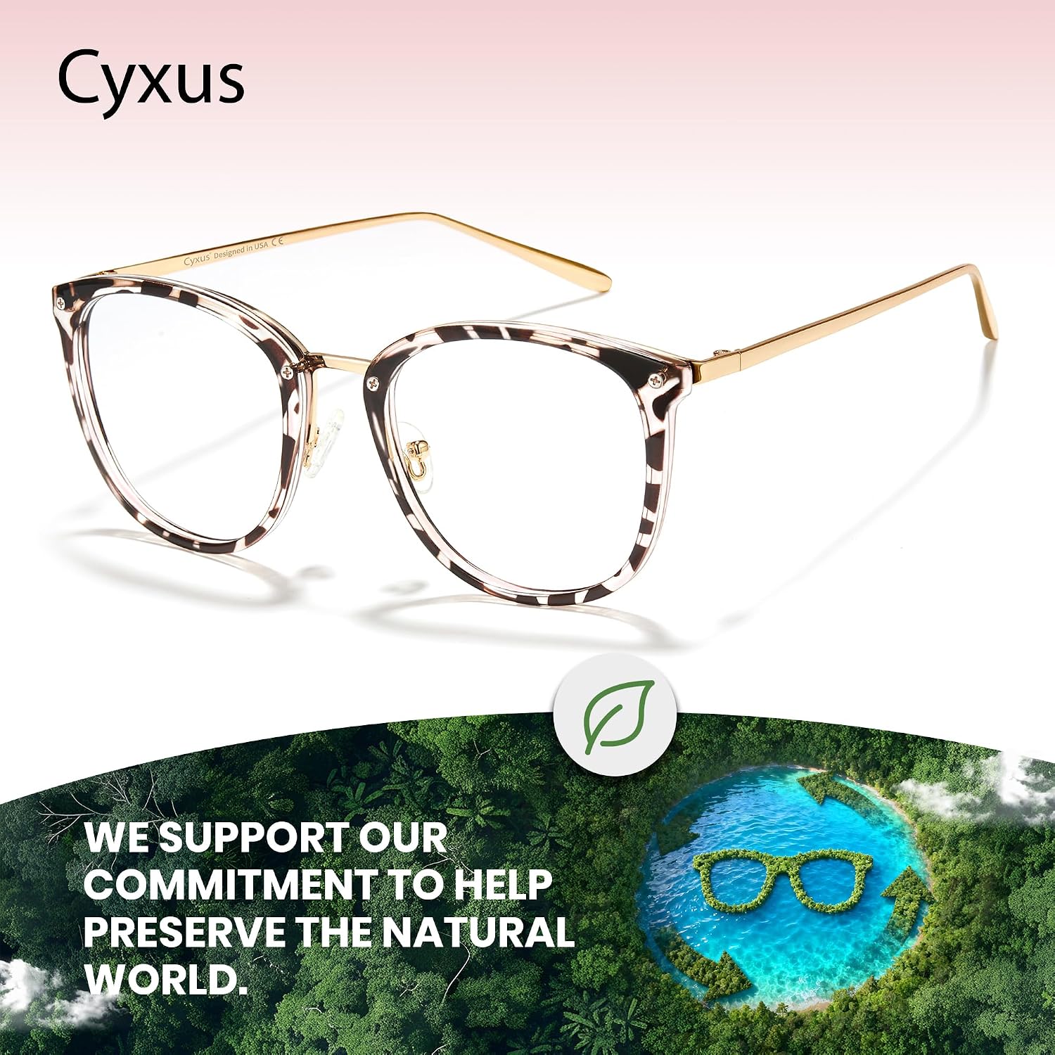 Cyxus Blue Light Glasses for Woman  Reduce Eye Strain Ideal for Office Working  Studying Ultra-Light TR90 for All-Day Comfort