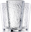 Set of 10 Hammered Glass Cups  16oz. Dishwasher Safe Cocktail Drinking Glasses - Clear Heavy Base Stemmed Water Glasses  Tall Beer Glasses  Bar Glass  Juice  Iced Tea  Margarita  & Everyday Drinks