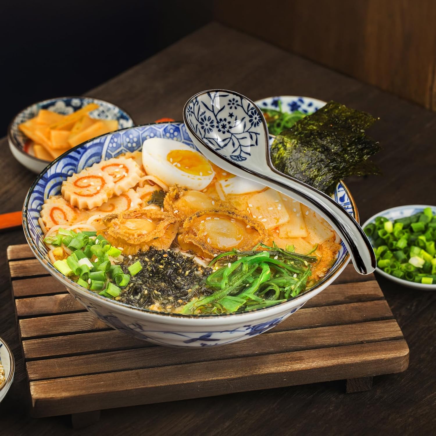 8 Pcs Asian Ceramic Soup Spoons  Japanese Ramen Spoon with Long Curved Handle  Chinese Soup Spoon  Porcelain Tablespoon  Kitchen Serving Spoon for Miso  Noodles  Cereal  Wonton  Dumpling Rice